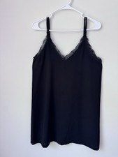 ZARA Black Lace Trim Camisole Tank Top Adjustable Straps Women's Size S