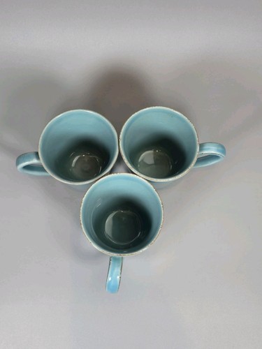 SET OF 3 Pottery Barn Cambria Turquoise Coffee/Tea MUGS Handcrafted In Portugal - Picture 4 of 5