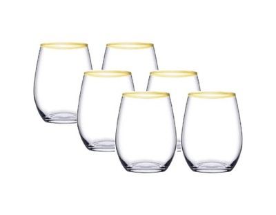 Pasabahce Amber Golden Touch Trinkgläser 6-teiliges Set mit Goldrand