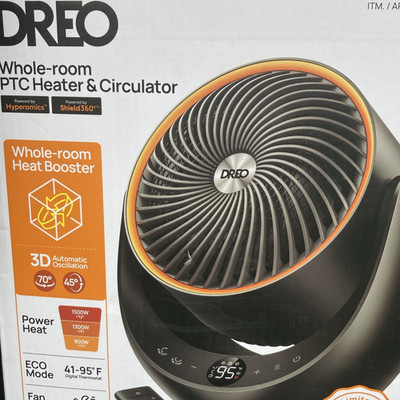 DREO Whole-room PTC Heater & Circulator, 1500W, Digital Thermostat, 3D Oscillat 