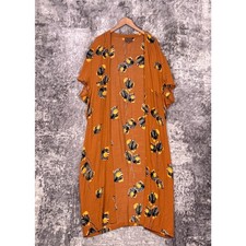 Bel Kazan Kimono OS One Size Womens Anthropologie Orange Floral Duster