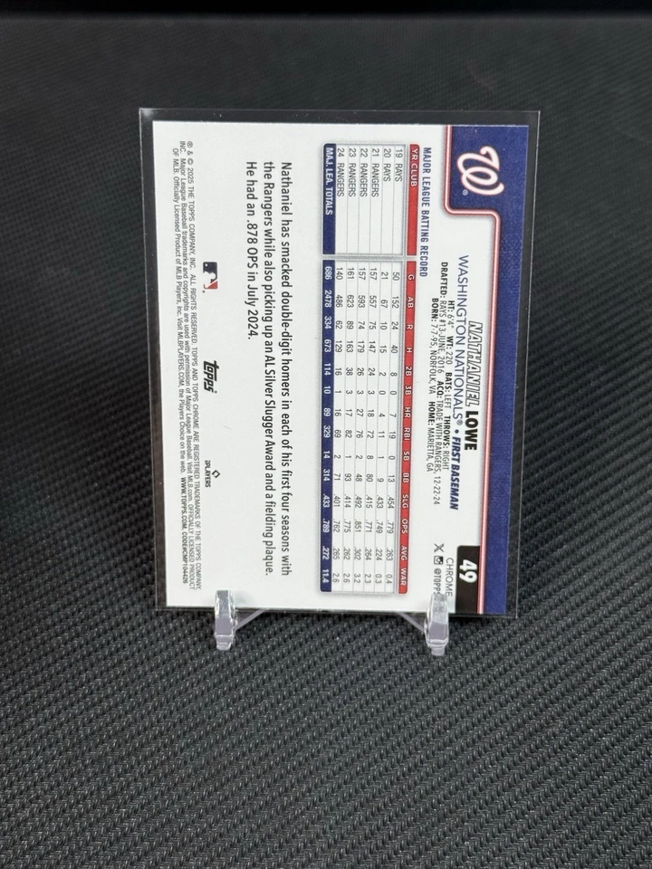 2025 Topps Chrome Nathaniel Lowe #49 Refractor Washington Nationals - Image 2 of 2