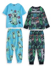 Minecraft Multicoloured Creeper Multi-Pack of 2 Long Leg Pyjama Set Boys