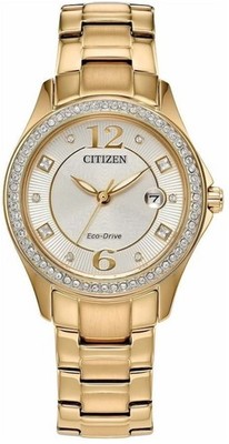 Citizen FE1147-79P Eco-Drive Women's Crystal Bezel Gold Stainless Steel Watch