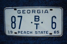 1965 Georgia PEACH STATE License Plate