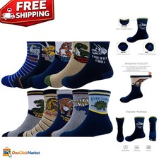 10 Pairs Boys Dinosaur Cartoon Crew Socks - Soft, Breathable, Machine Washable