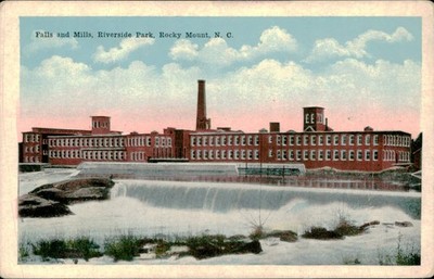 Postcard: Falls and Mills, Riverside Park, Rocky Mount, N. C. LEE E BE