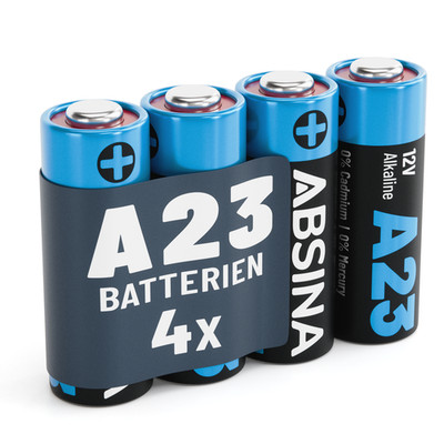 ABSINA 4x Batterie A23 Alkaline Batterien 23A 12V mit langer Haltbarkeit