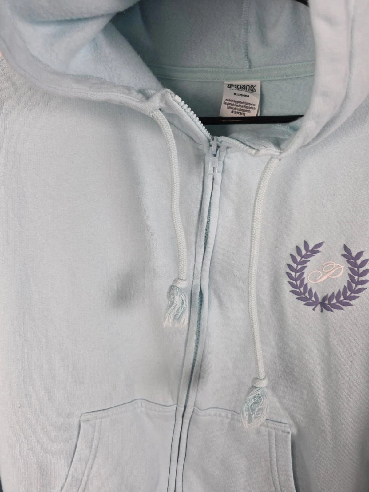 UNDERCOVER Victorias secret rosa con cappuccio blu chiaro logo giacca felpa media