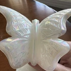 Fenton Opal Iridized Butterfly on a Branch Iridescent Milk Glass Ring Holder