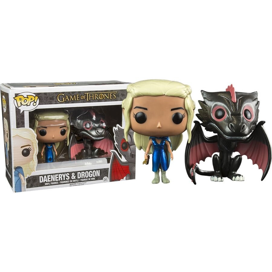 Funko Pop! Game Of Thrones Daenerys &Amp; Dragon 2 Pack Metalic (Crease On The Box)