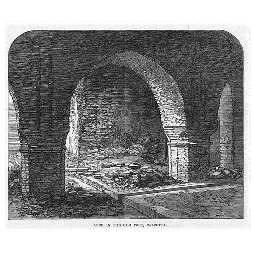INDIA Arch in the Old Fort at Calcutta - Antique Print 1869