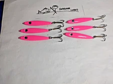 3/4 oz  6 - Minnow Spoons Lead  Fishing Jigging Casting Lures PINK