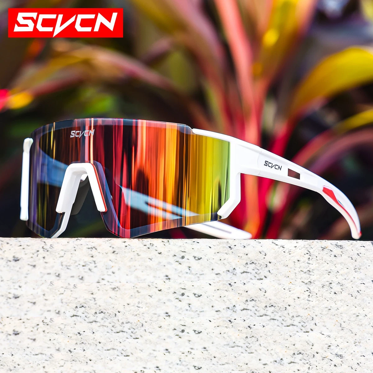 Occhiali Da Sole Sportivi Locs Stile Piatto Uomo Cholo Biker, Bianco LC74, UV400