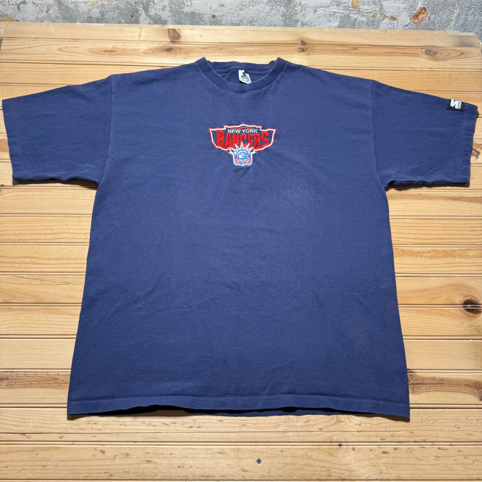 Vintage 90s New York Rangers NHL Hockey Sports Embroidered T-Shirt USA Made XL