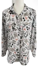 Women’s Karl Lagerfeld Paris Button Up Blouse Size S Long Sleeve Black White