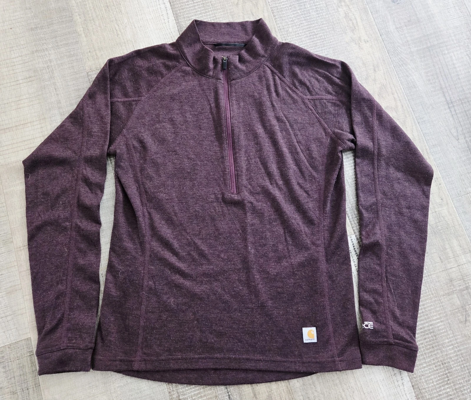 Carhartt Women's Force Base Layer Top Quarter Zip Maroon Size M