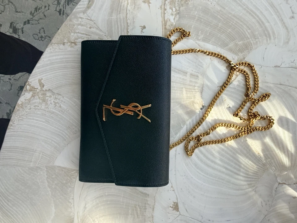 Cartera de cuero negra Saint Laurent cadena dorada ¡100% auténtica! Foto 4 de 4