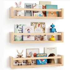 ZONJIE Nursery Shelves Set of 3-16.5 Inch Baby Floating Bookshelf, Wood Wall Mou