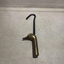 DUCKHEAD SCULPTURE Vintage 1979 CUSTOM DECOR INC Hvy BRASS Fireplace Damper Hook