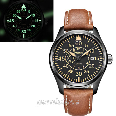 44mm Parnis Sapphire Crystal Miyota Automatic Boy Men's Pilot Watch Small Second