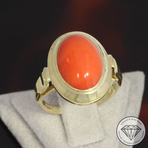 Wert 290 € Korallen Ring 333er/8 Karat Gelb Gold Größe 52 xxyy - Bild 3 von 11