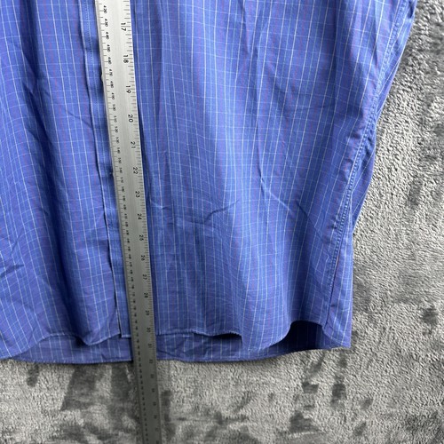 Vintage Christian Dior Monsieur Mens Shirt Grid Button Down Purple 15" 38 Cotton - Picture 9 of 14