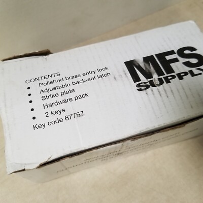 MFS Supply 67767 Polished Brass Entry Lock, Adjustable Back-Set