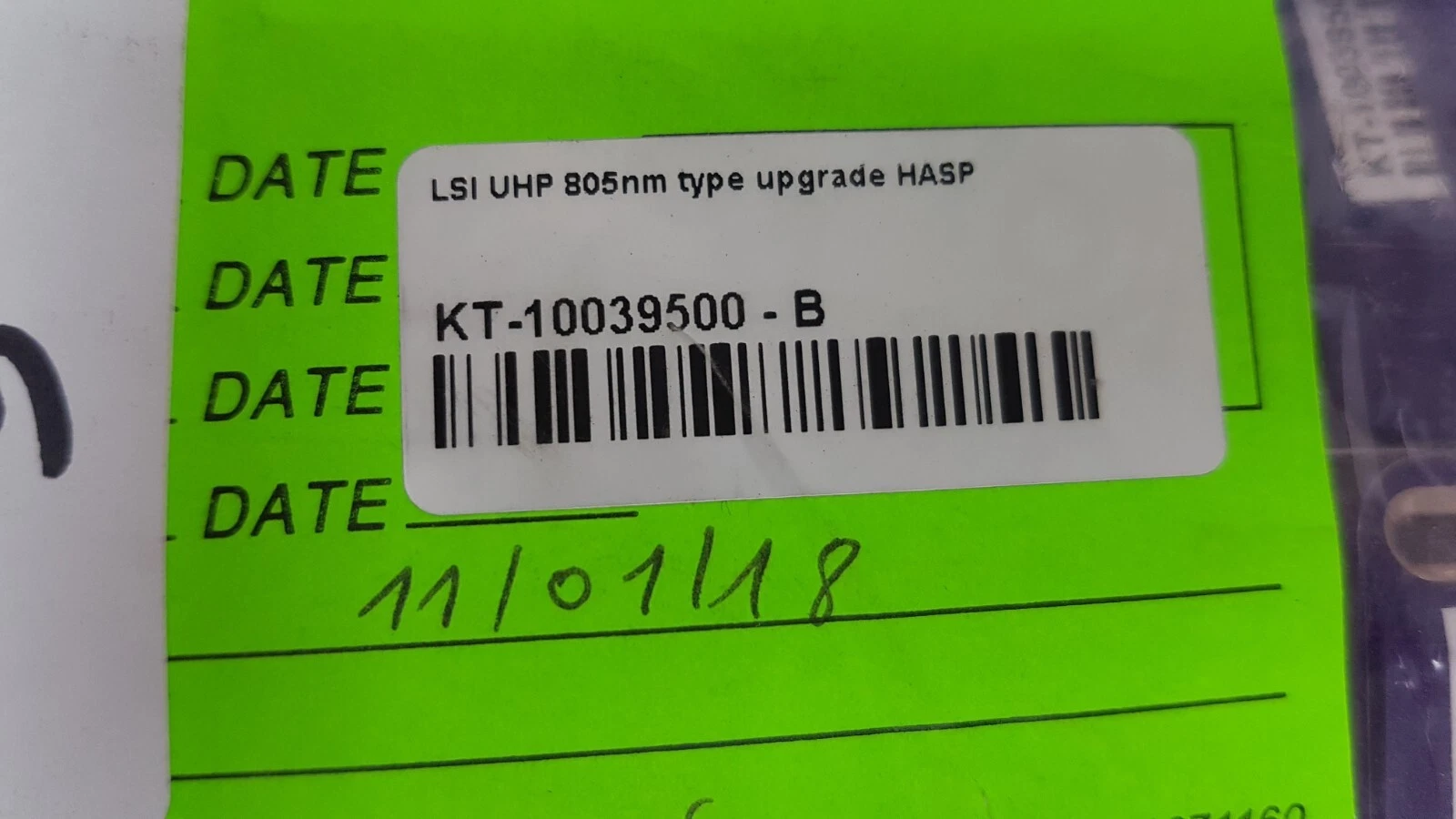 Lumenis bag label: LSI UHP 805nm type upgrade HASP, KT-10039500 - B