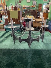 Vintage Mid Century Modern Mo Bridges Brutalist Hammered Chrome Chandelier