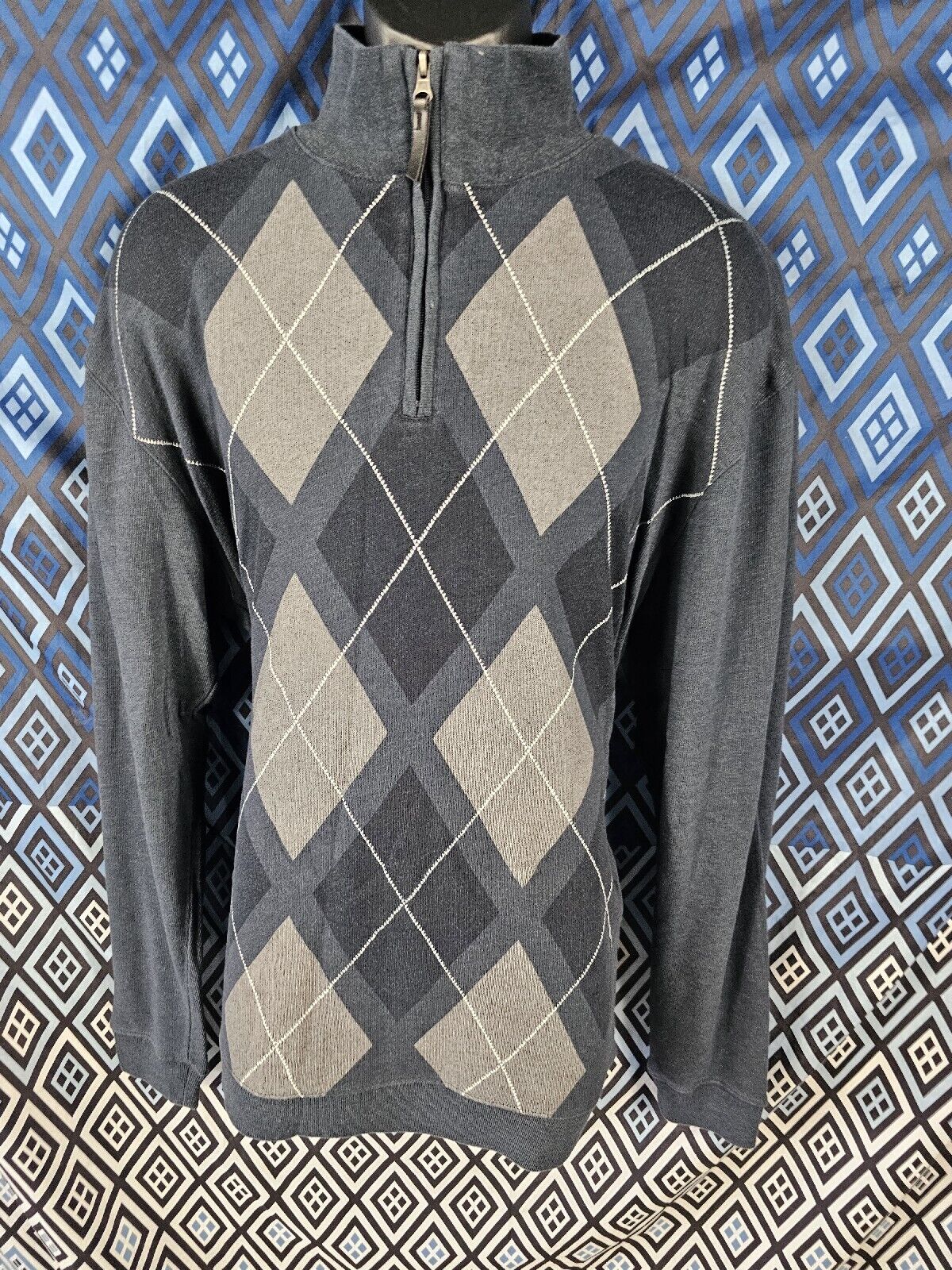 Method Sweater Pullover Gray Blue Half Zip XL Che… - image 1