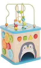 Amazon Basics Wooden Activity Learning Cube, 5-Sided Developmental Toy