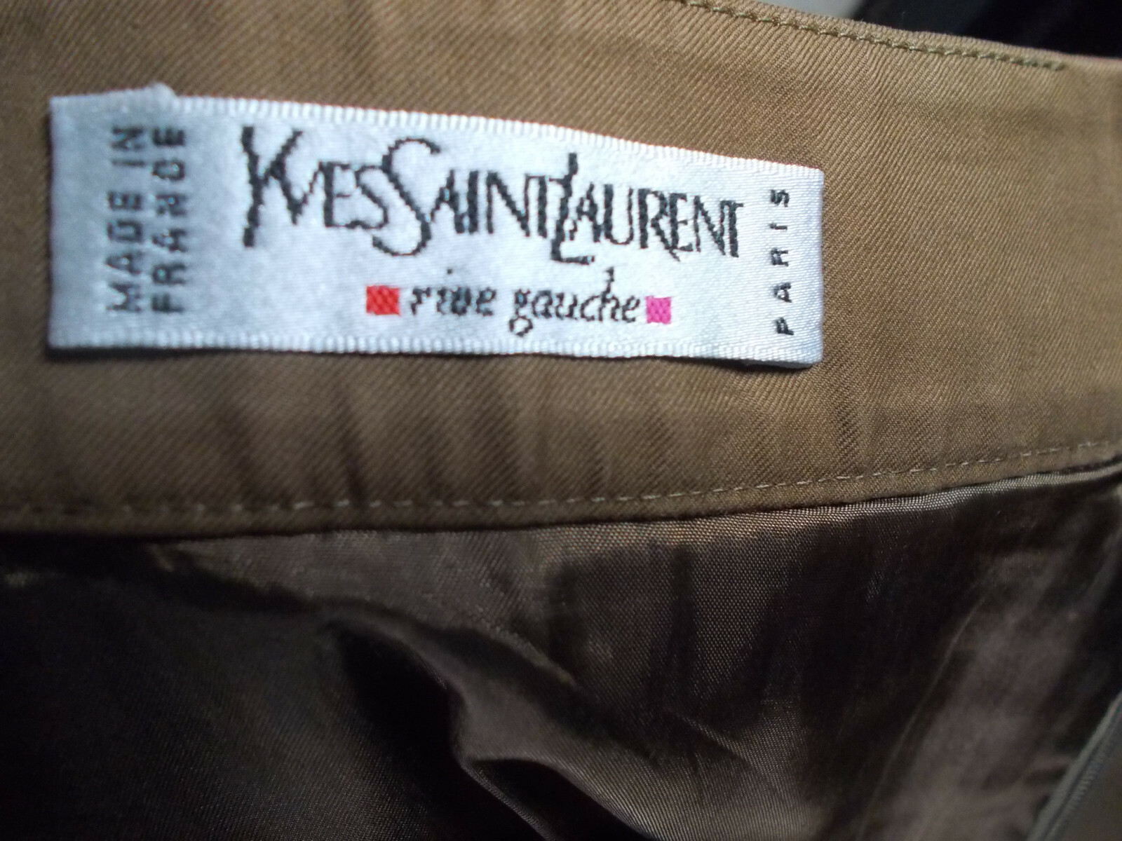 VINTAGE Jupe droite coton beige doublée YVES SAINT LAURENT 38 MADE IN FRANCE