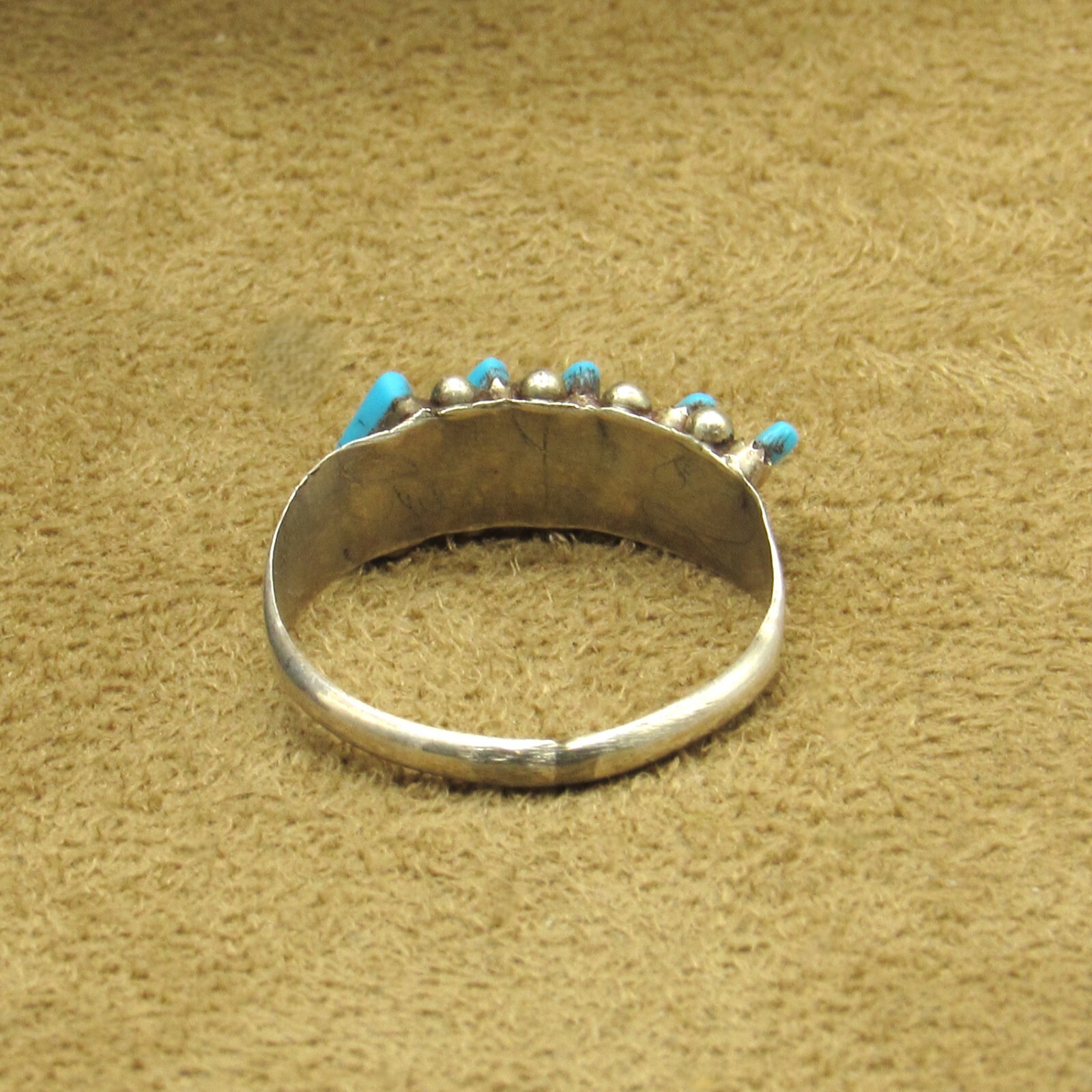 Sterling Silver Diagonal Design Block Turquoise R… - image 5