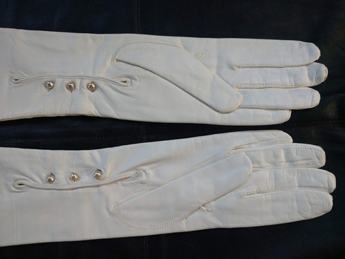 Vintage Size 7 1/2 22" LONG LINED KID LEATHER OPERA GLOVES FORMAL WEDDING GALA - Picture 3 of 8