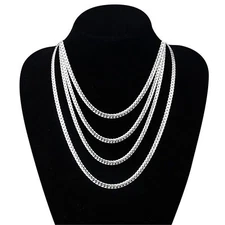 Men's Cuban Curb Link Chain Necklace Bracelet Set Silver Tone 18-24'' Hip Hop