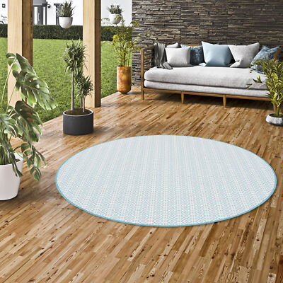 In- und Outdoor Teppich Beidseitig Cape Cod Türkis Trend Rund