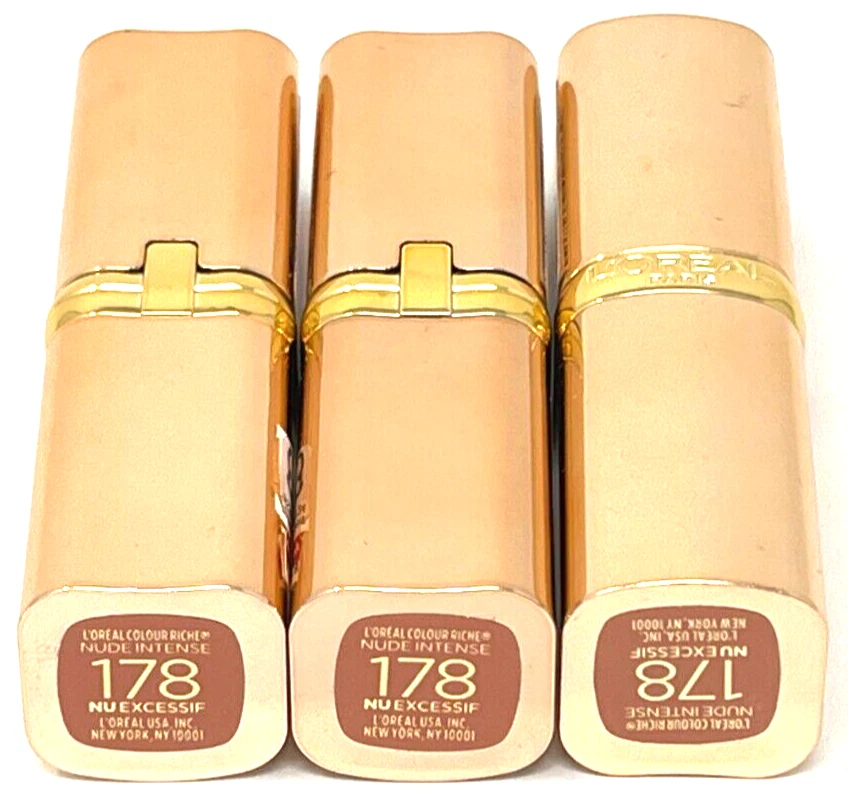 (3) Loreal Colour Riche Nude Intense Lipstick New 0.13 oz Each 178 - Nu Excessif - Image 3 of 3