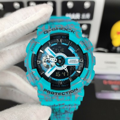 New G-Shock Teal Splatter Digital Quartz Men's Watch GA110SL-3A | eBay