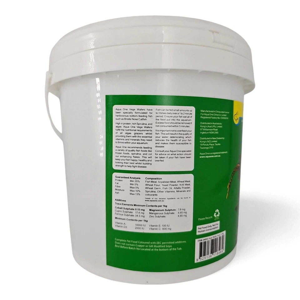 Aqua One Vege Wafer Wafers 1.5kg Bulk Fish Food Catfish Algae Disc Spirulina - image 3 of 4
