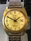 VINTAGE TIMEX 35mm Golden MEN'S AUTOMATIC WRISTWATCH, RUNS (Lot1927)