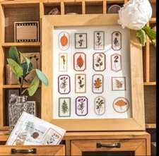 15pcs Elegant Floral P.E.T.  Stickers- Scrapbook, Journal, DIY Crafts & Cards