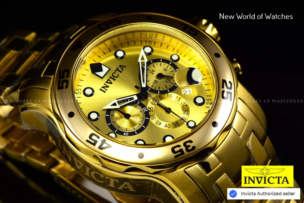 Invicta Pro Diver Gold Wristwatches with Chronograph for sale - eBay