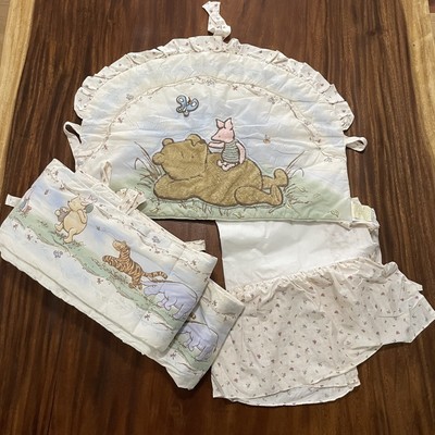 Disney Classic Winnie The Pooh Crib Headboard Bumper Pad Bed Skirt Set Lot Of 3 Ebay