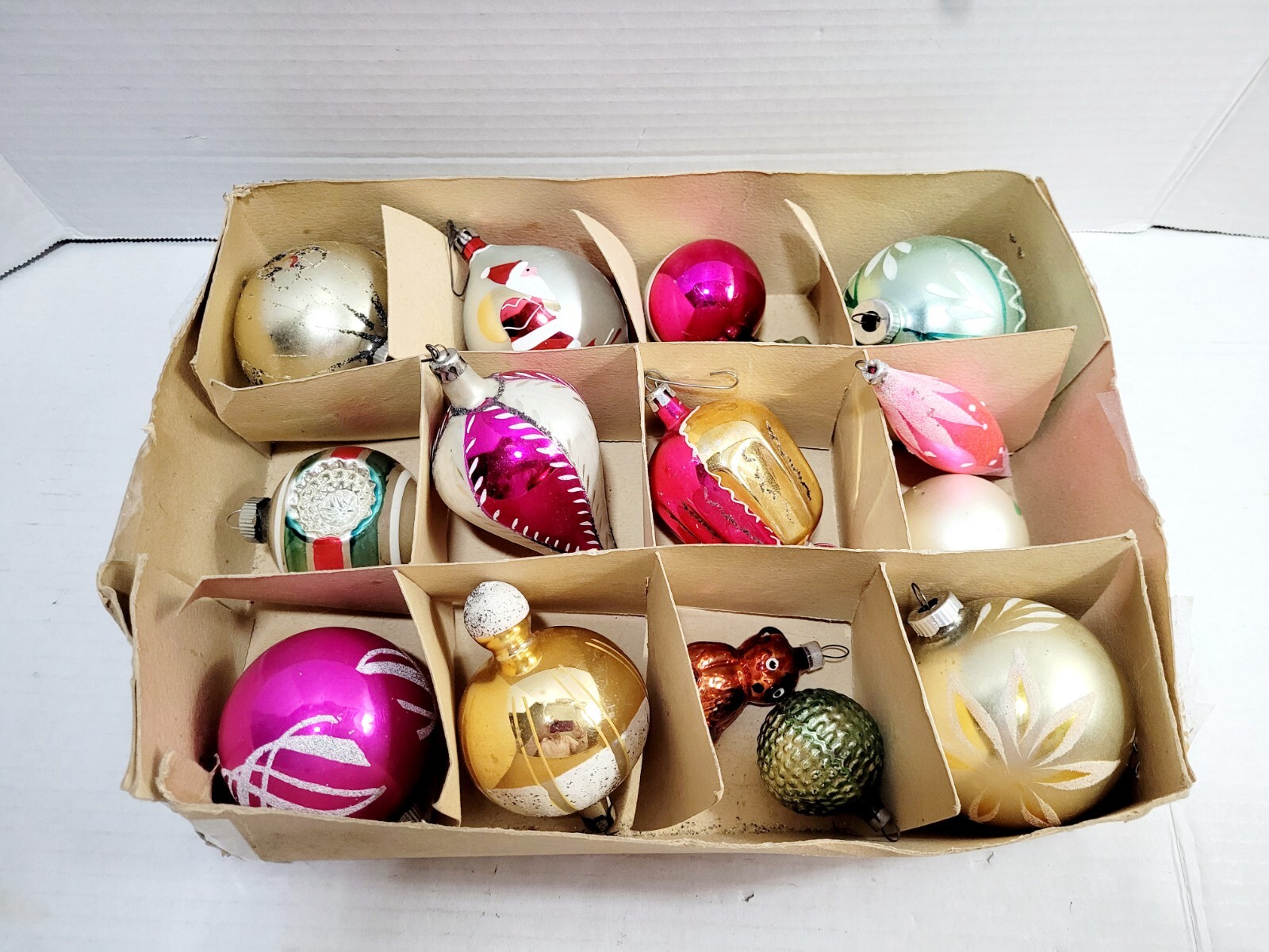 Vtg Glass Christmas Ornaments Poland Shiny Brite Lot Of 16 Pc Large
