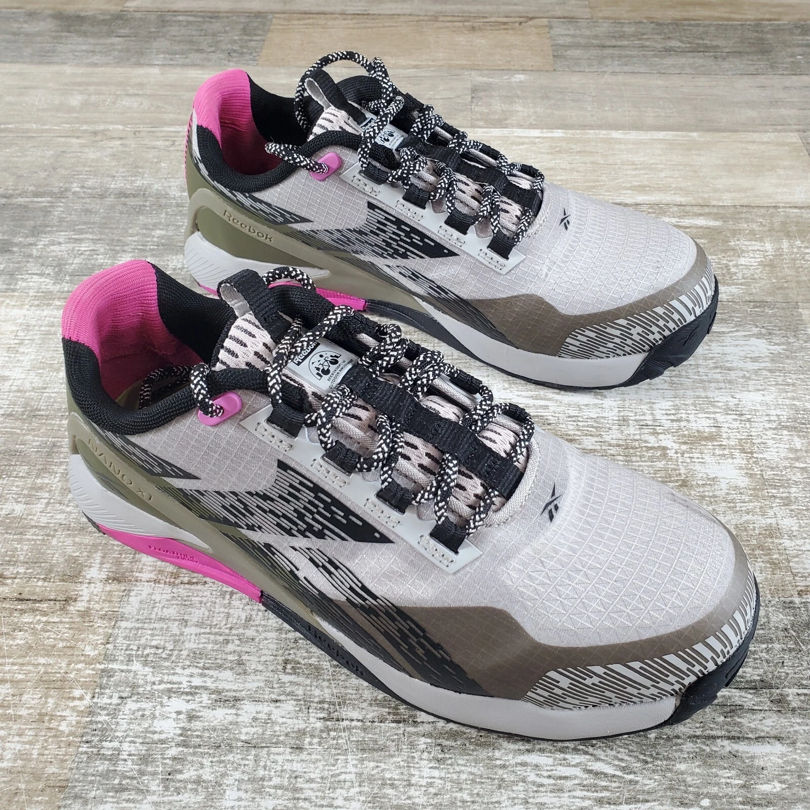 Scarpe da lavoro donna Reebok Nano X1 Adventure taglia 8 M grigio verde comp toe EH sneaker