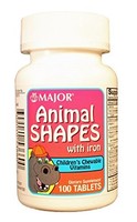 Major Animal Shapes With Iron Children's Vitamins 100 Tablets on sale Major Animal Shapes With Iron Children's Vitamins 100 Tablets on sale