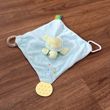 Stephan Baby Sea Turtle Lovey Security Blanket Teether Green Blue Orange Stripes
