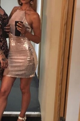 Topshop pink sequin mini dress size 8 | eBay UK