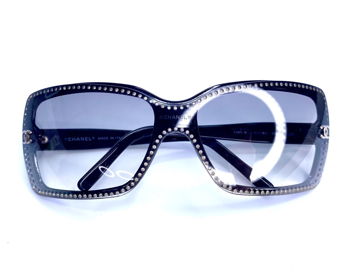 authentic Chanel 5306-B c. 501 Black Bijou Glitter 57mm Blue Sunglasses Italy s-l1200.jpg main image 2
